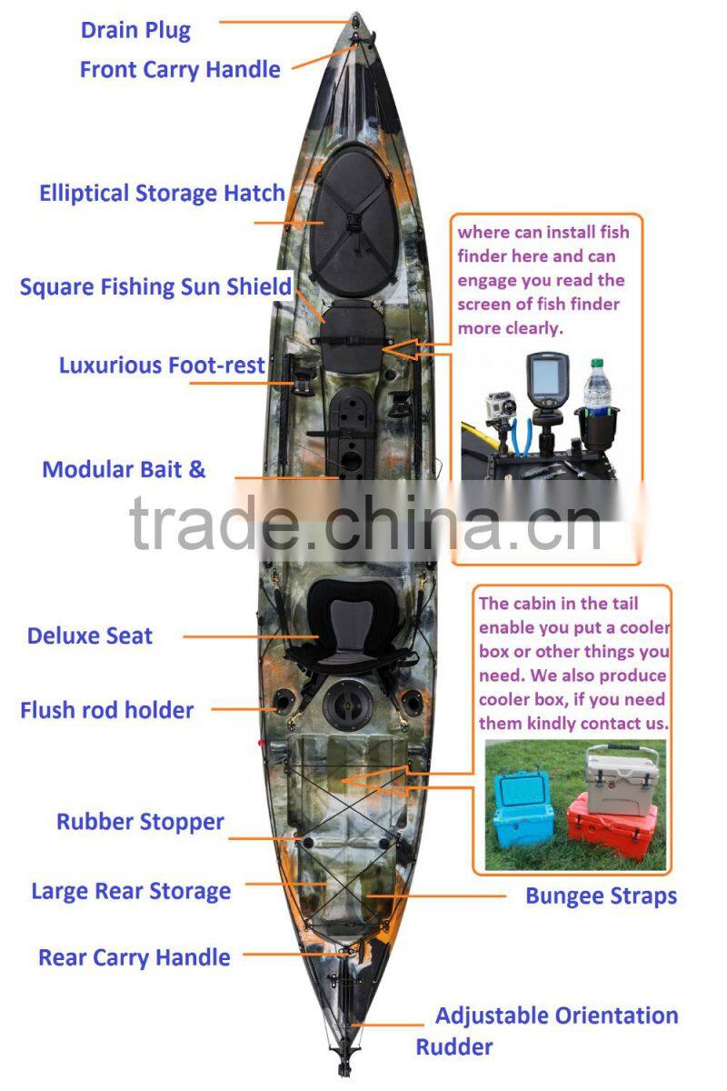 Single fishing canoe with rudder system paddle rowing kayak