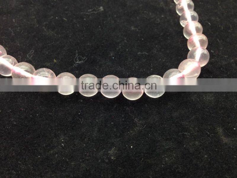 Nautral Polish Madagascar Clear Pink Rose Quartz Round Beads For Jewelry