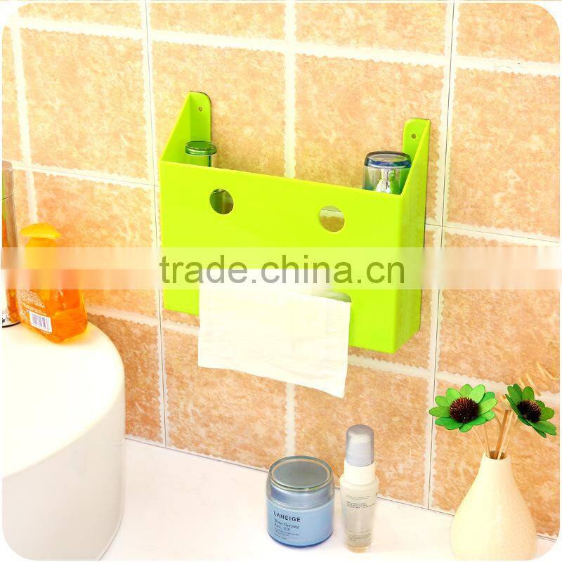 Q1099 wholesale wall box strongly adhesive bathroom racks kitchen bathroom storage box