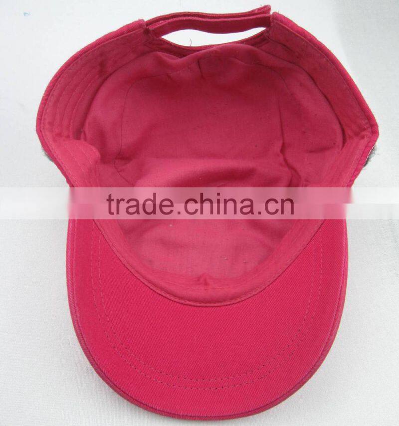 Ladies applique floral military cap
