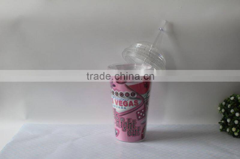 16oz double plastic and paper inserted advertisement mug