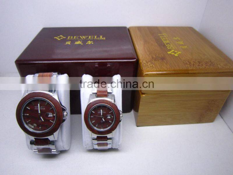 2016 Fashinable Luxury Stainless steel & sandalwood watch with the double butterfly-clasp ,Japan movt 8215, 3TAM waterproof