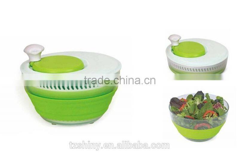 2016 Food Grade Plastic Collapsible Salad Spinner for Vegetable and Fruit Plastic Salad Spinner Multifunctional Salad Spinner