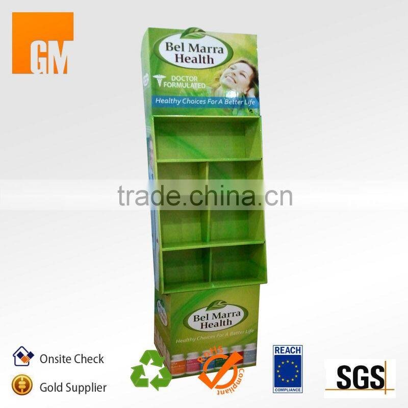 Pharmacy Floor Display Stand Cardboard Display Shelf Rack