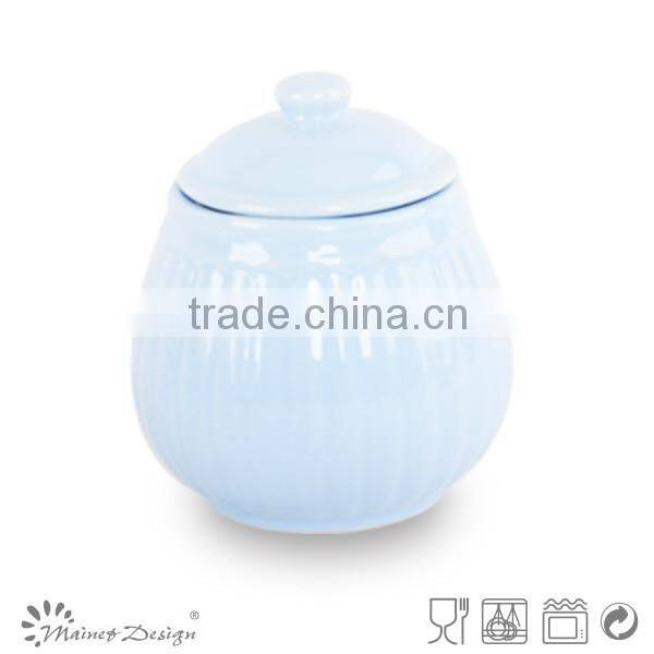 grey with white dots ceramic sugar pot