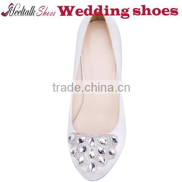Wholesale white wedding shoes middle heel ladies shoes low shoe factory china