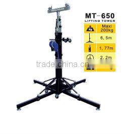 Telescopic lifting trussing tower , handwinch lighting stand