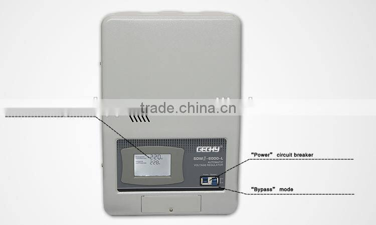 SRWII-6000-L single phase wall mounted LCD display relay control type full automatic AC voltage regulator/stabilizer/AVR