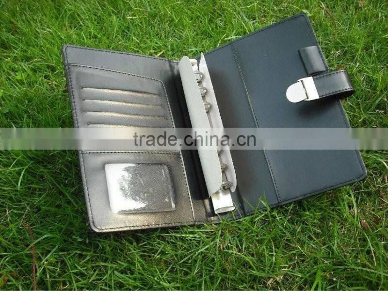 Leather Business Agenda Folder with Card Holder, Pen Loop