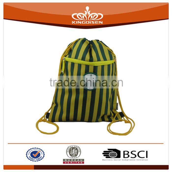 2015 recyclable used stripe drawstring bag