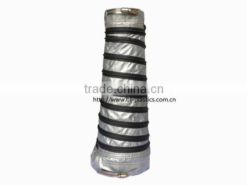 Air conditioning duct reducer with hose clamps ends