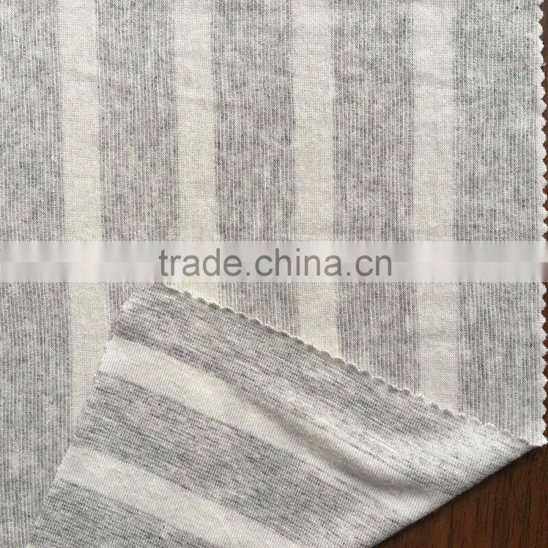 2016 newest polyester rayon yarn dyed striped knit jersey fabric,slub and printed single side fabric from Chinese manufacturer