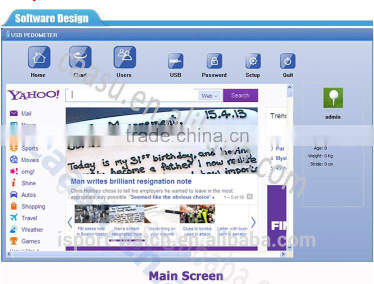 30 Days Memory 3D Sensor USB Connection G Sensor Pedometer