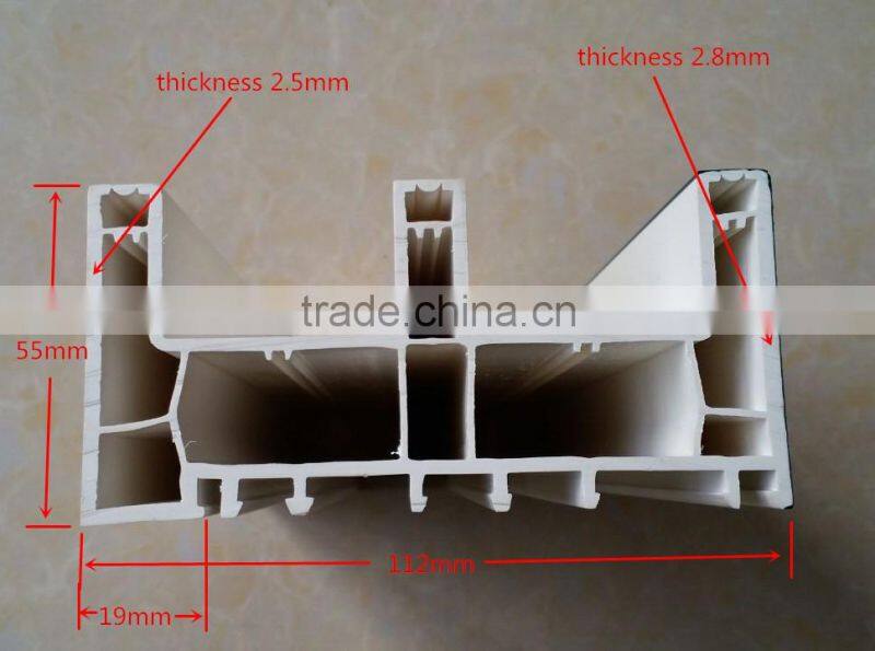 112mm Series pvc windows and doors profile 3 tracks 5 chambers quality pvc sliding window and door profile