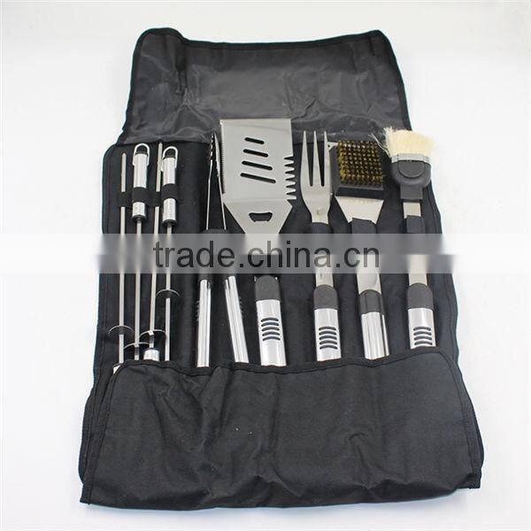 Different types of grill tools with bbq skewer