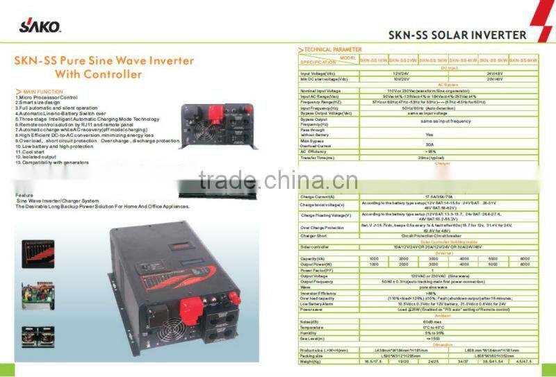 Inverter Price Pure Sine Wave Solar Inverter SKN-SS with Charge and Stabilizator(OEM,ISO,CE)