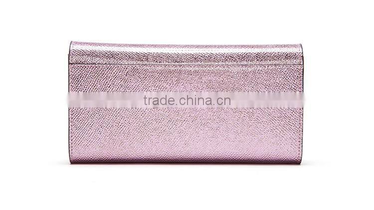 3 fold wallet in shinny pink color,fashion and elegant style feminine wallet