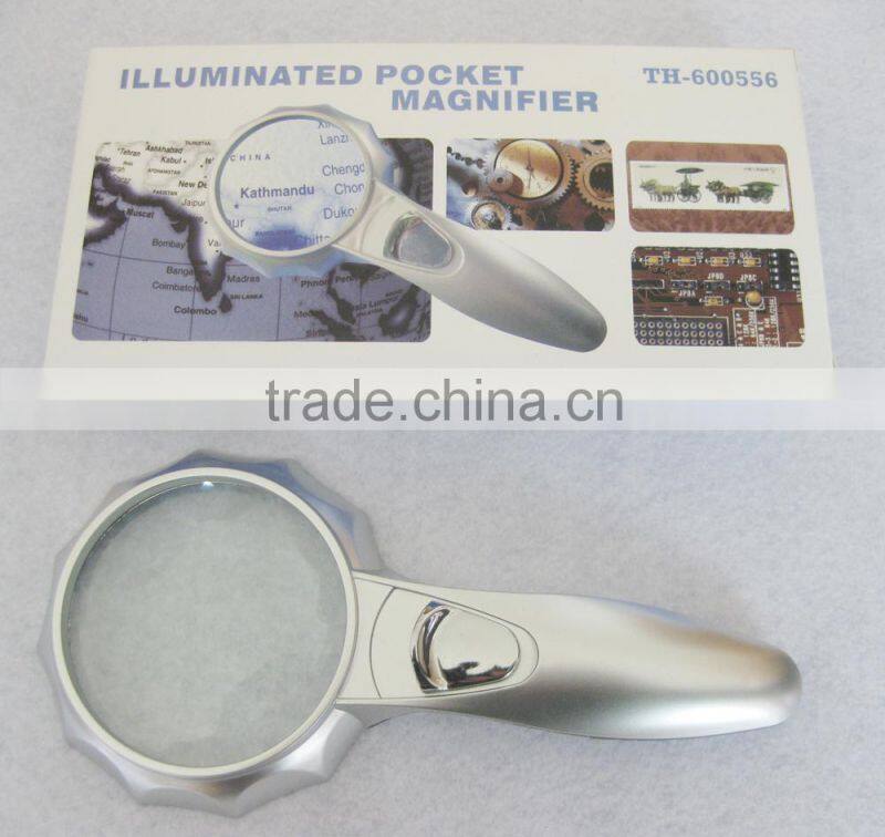 Handheld lighted magnifying glass/led illuminated magnifier