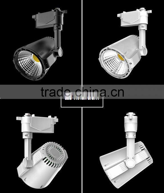Clothing store led cob track light 30W spotlighting black housing 3 wires 110V Guangzhou factory CE and SAA
