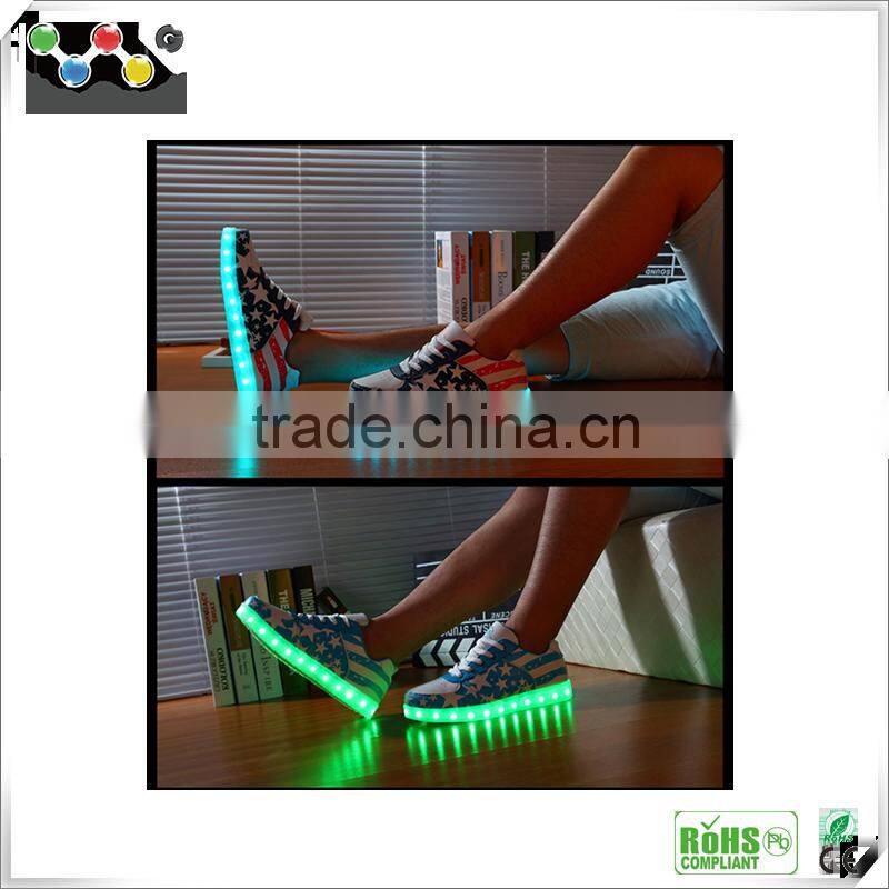 2016 Hot Selling Stars and Stripes LED Shoes Class Lovers Shoes