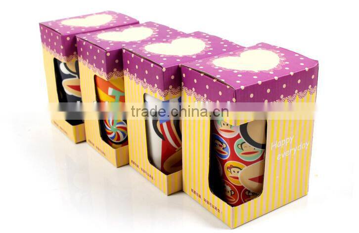 creative simple barrel shape of white120 oz carved sakura gift ceramic coffeee mug with lid