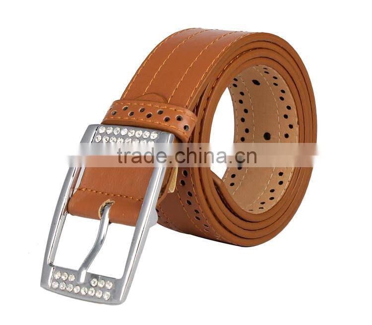 Rhinestone Pin Buckle OEM Female Leather Belt SWF-15062929