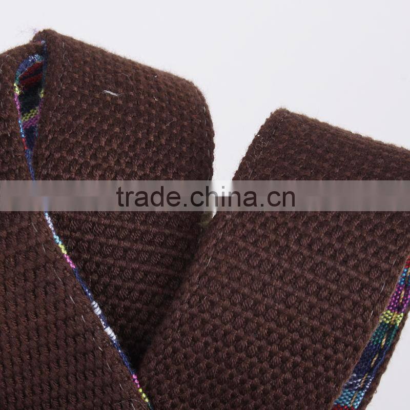 South korea multi colors ladies stretch woven belt with leather