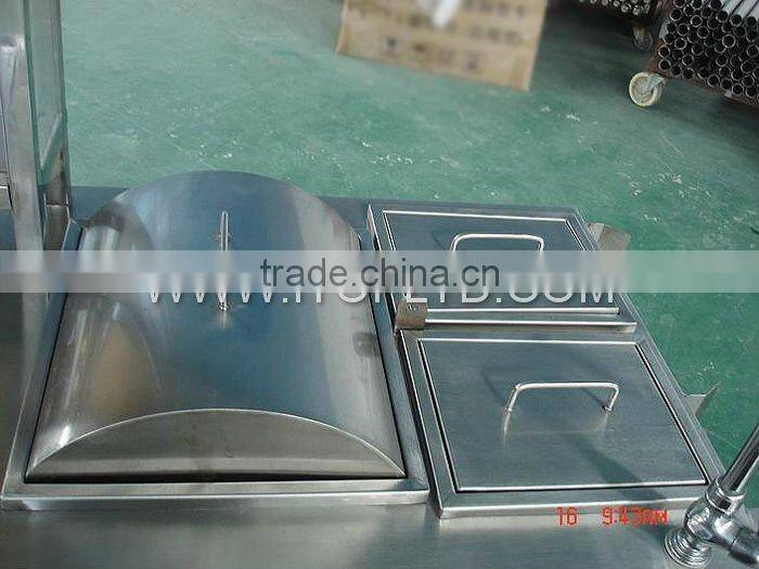 stainless steel mobile gas hot dog cart , food cart , street food kiosk cart for sale