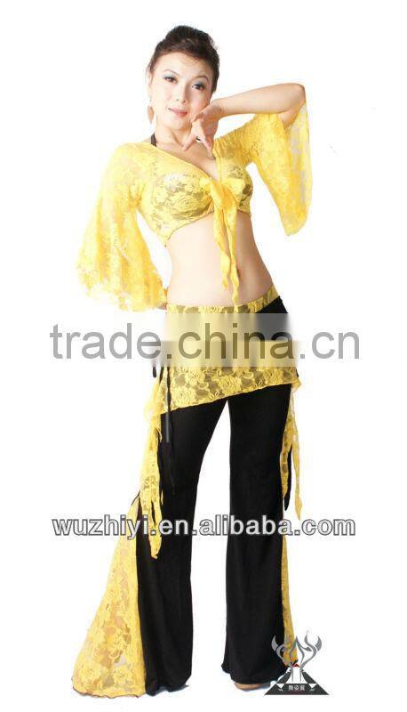 Qiancai Wuchieal long yoga practice pants,belly dancing trousers,sexy yoga belly dance pants (QC1001-5)