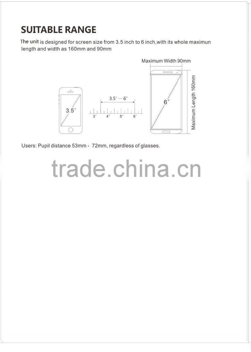 silicone 3D VR GLASSES virtual reality headset box case mobile VR headcase with button key