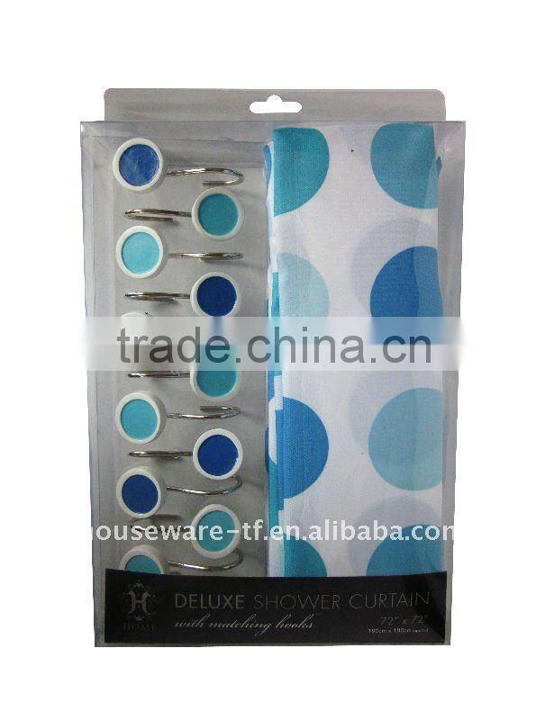 new item after 110 canton fair shower curtain with resin hooks