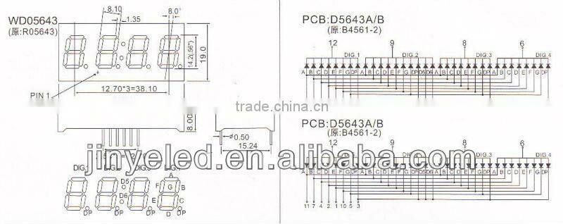 0.28" four digit led display yellow led display with inner IC led display