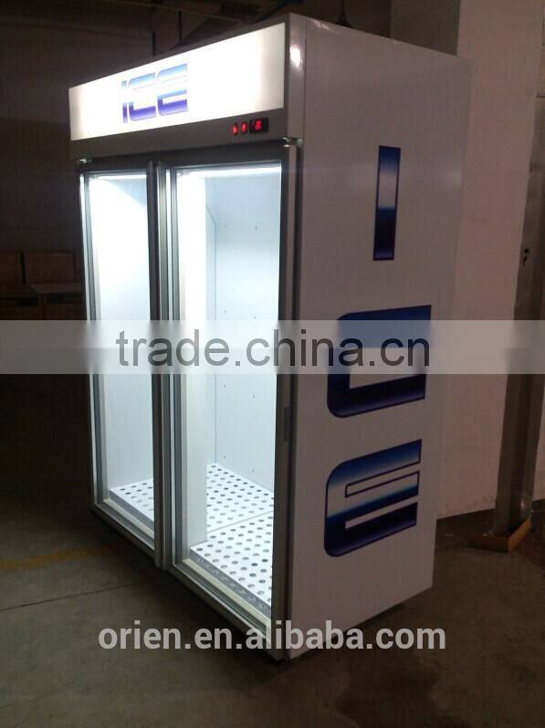 Indoor ice merchandiser (Bagged ice freezer)