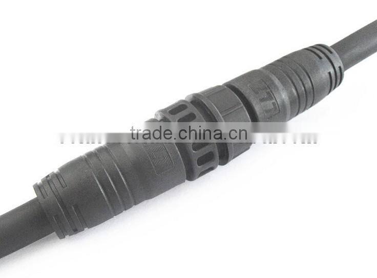 LLT 2 core waterproof connector with endcap rubber cable molded with nylon connector