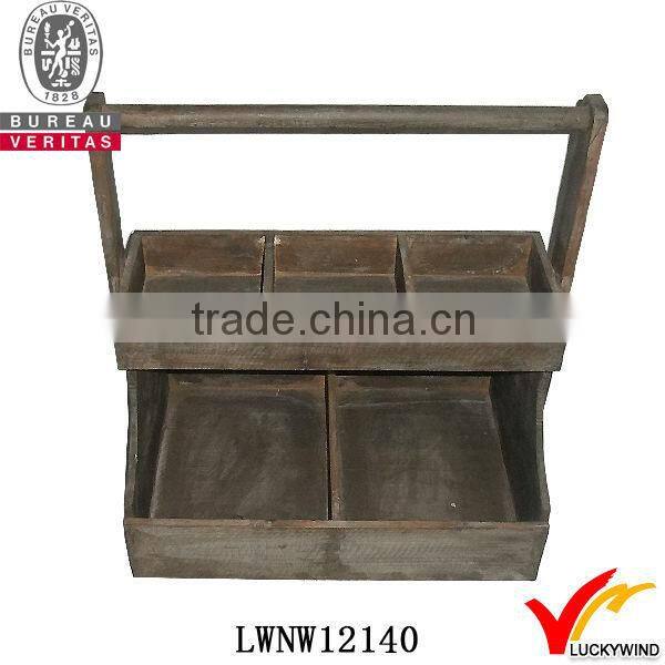 Farmhouse shabby n chic primitive wooden basket hanger vintage