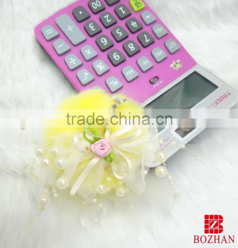 Fashion style rabbit fur pom pom keychain for souvenir