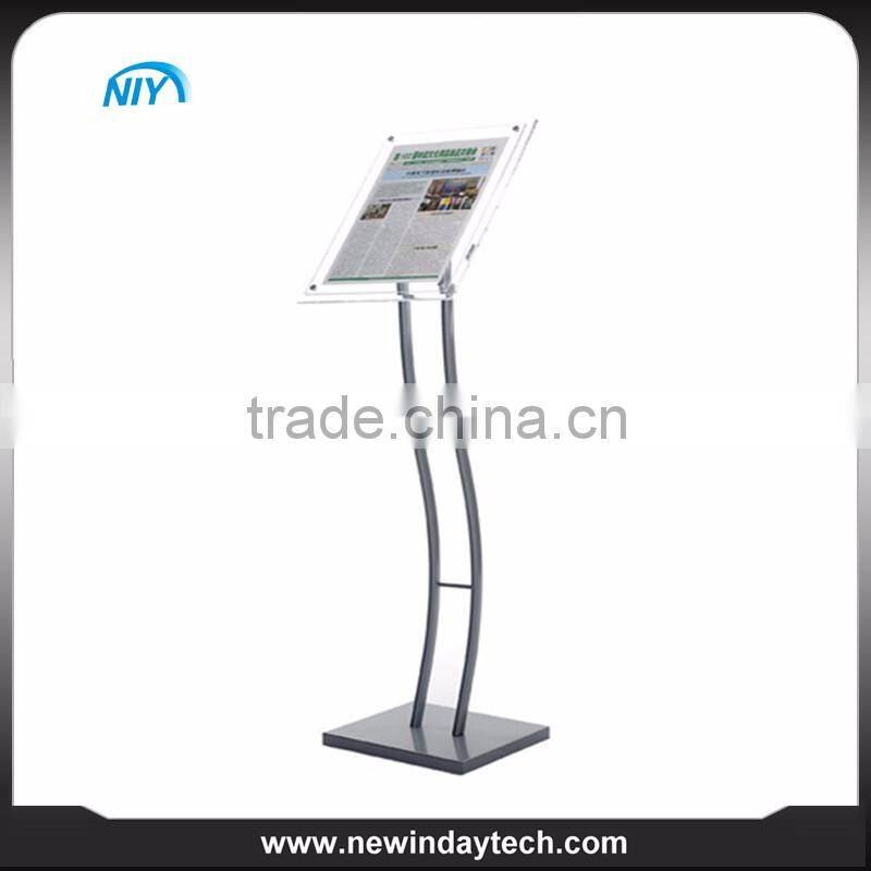 adjustable acrylic advertising stand poster frame display stand, board poster stand with header