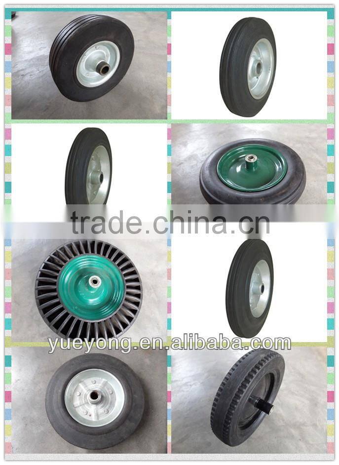 10 inch rubber powder wheel/plastic rim solid rubber wheel for hand truck