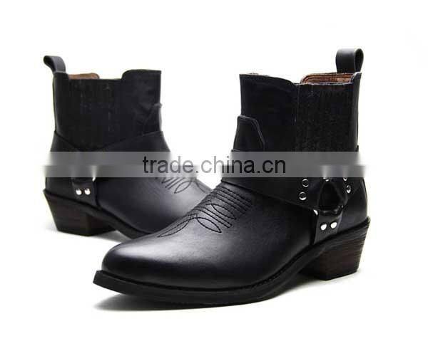 Cowhide leather fashion men and women western ankle boots botas factory