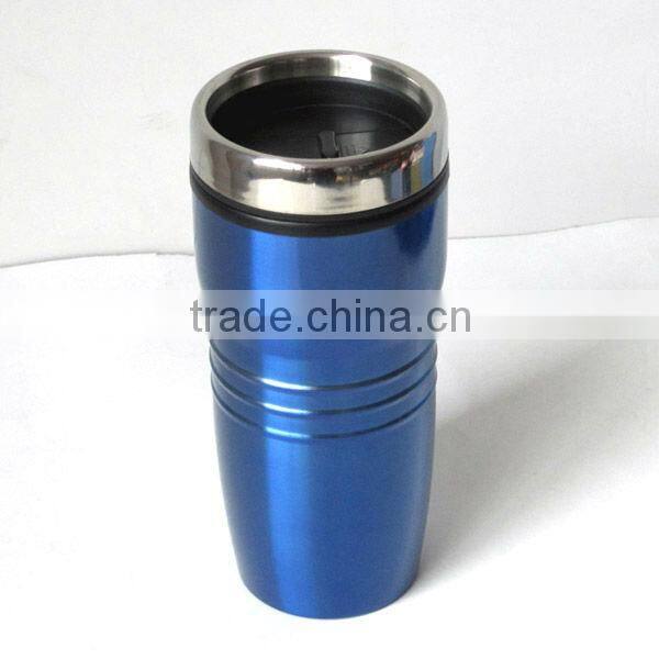 16oz double wall diamond stainless steel plastic travel coffee mug