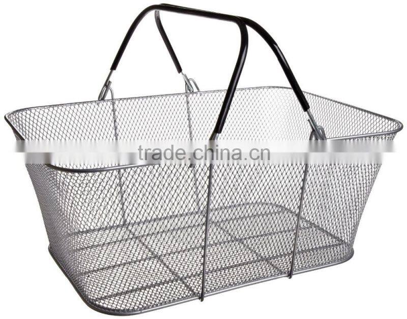 Wire Mesh Stacking Shopping Basket with Handles