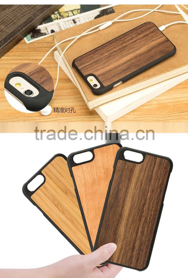 Hot selling PC Walnut Wood Mobile Phone Case 2 in 1 for Apple Iphone 6 plus