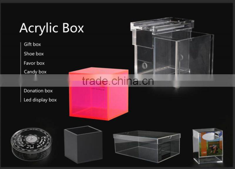 Rectangular shaped lucite storage box desktop designed acrylic dustcover