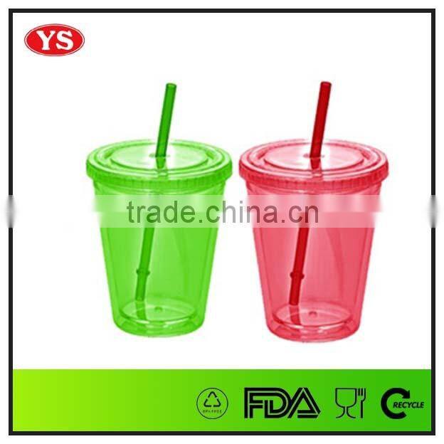 600ml bpa free clear single wall plastic tumbler with straw