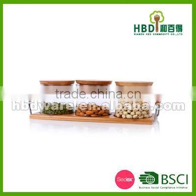 Hot selling glass jar set , glass canister set , food storage jar set