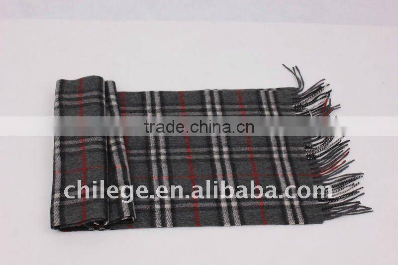 men checked wool scarf/men checked cashmere scarf