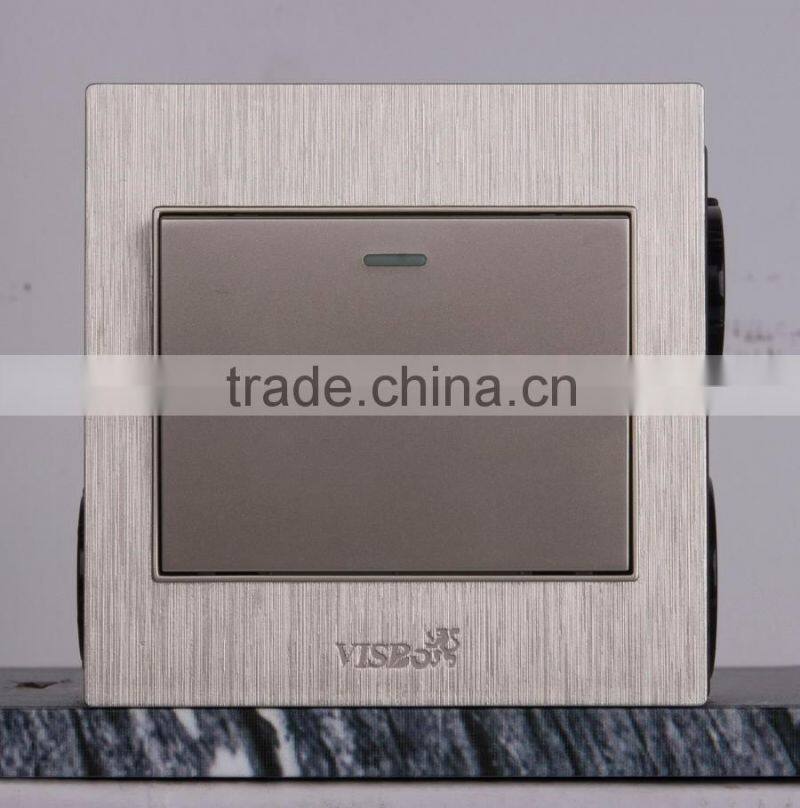 Manufacturer VISBO Luxury Champaign gold PC Panel Push button 1 Gang 2 Way Switch