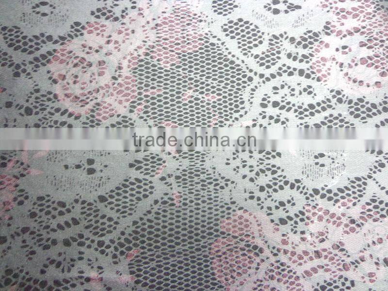 2016 china factory producing lace pic pattern jean fabric , digital printing