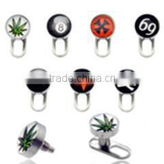 Steel logo top dermal anchors body piercing