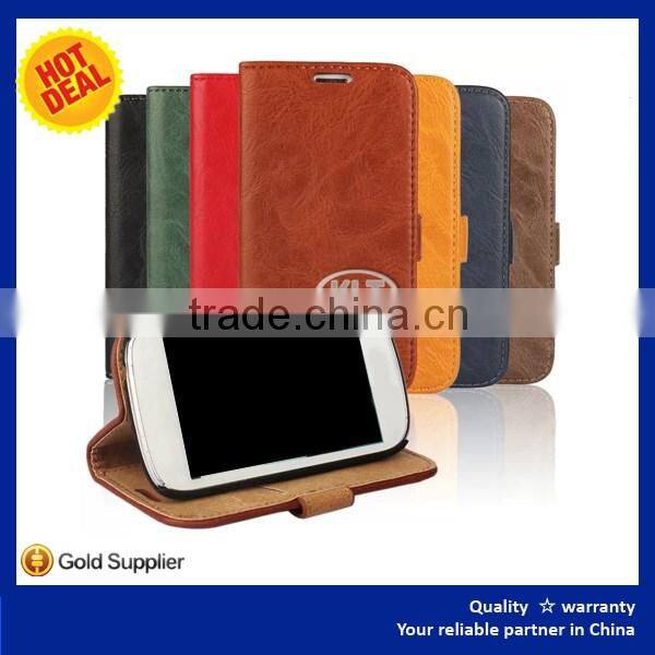 Full grain leather mobile case for Samsung S7,Custom grain with wallet stand flip PU leather phone Case Cover